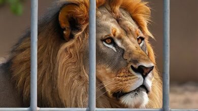 lion in cage