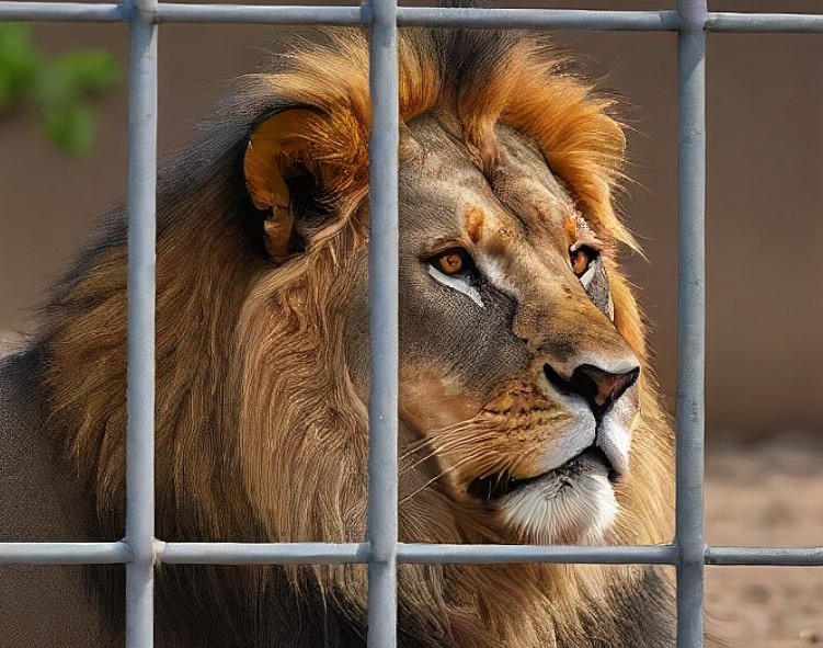 lion in cage