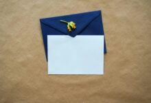 white and blue paper on brown textile