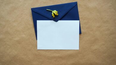 white and blue paper on brown textile